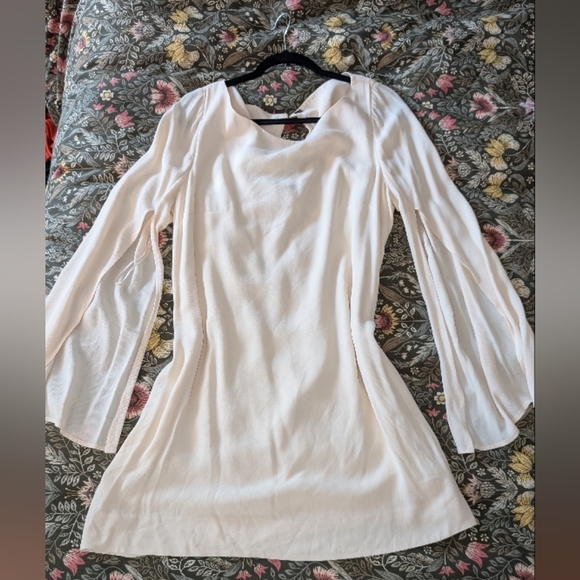 Free People Some Like It Hot Cream Split Sleeve Mini Dress - Picture 1 of 2